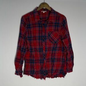 Beachlunchlounge Vibrant Red and Blue Plaid Top